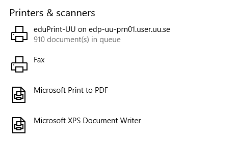 The Window Printers & scanners.