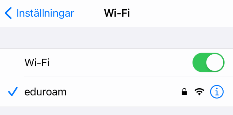 Sidan Wi-Fi med eduroam förbockad.