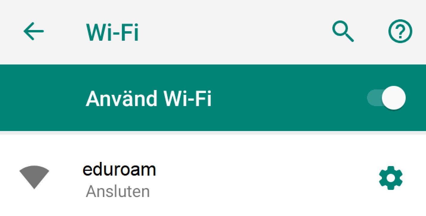 Sidan Wi-Fi och alternativet eduroam.