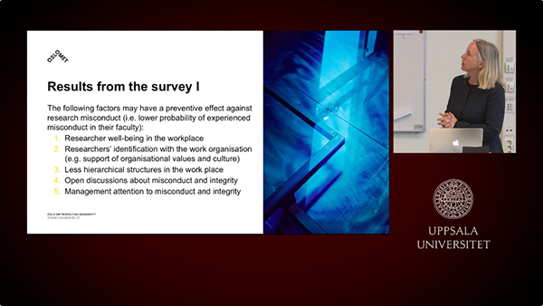 Screenshot from Ellen-Marie Forsbergs lecture Working with research integrity