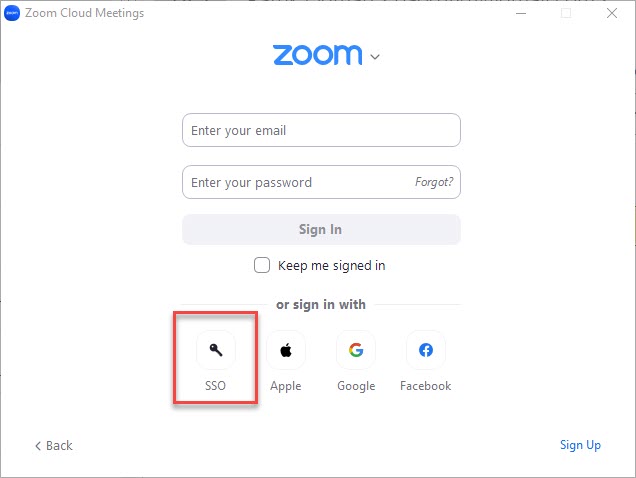 Zoom-appen förstasidan.
