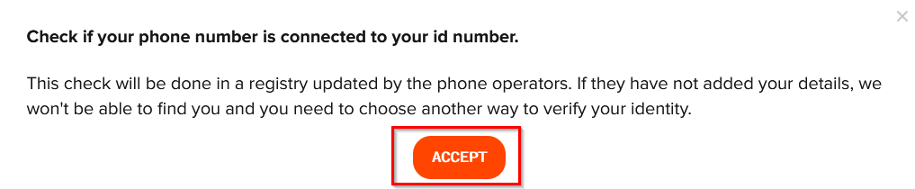 A message: Check if your phone number is connected to you id number. This check will be done in a registry updated byt the phone operators. If they have not added your details, we won't be able to find you and you need to choose another way to verify your identity.