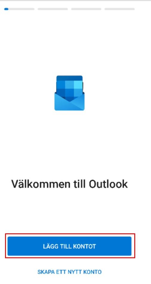 Fönstret Välkommen till Outlook.