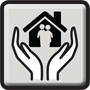 Bild på händer som skyddar hus och människor
