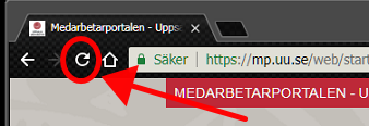 Uppdatera-knappen i webbläsaren Chrome